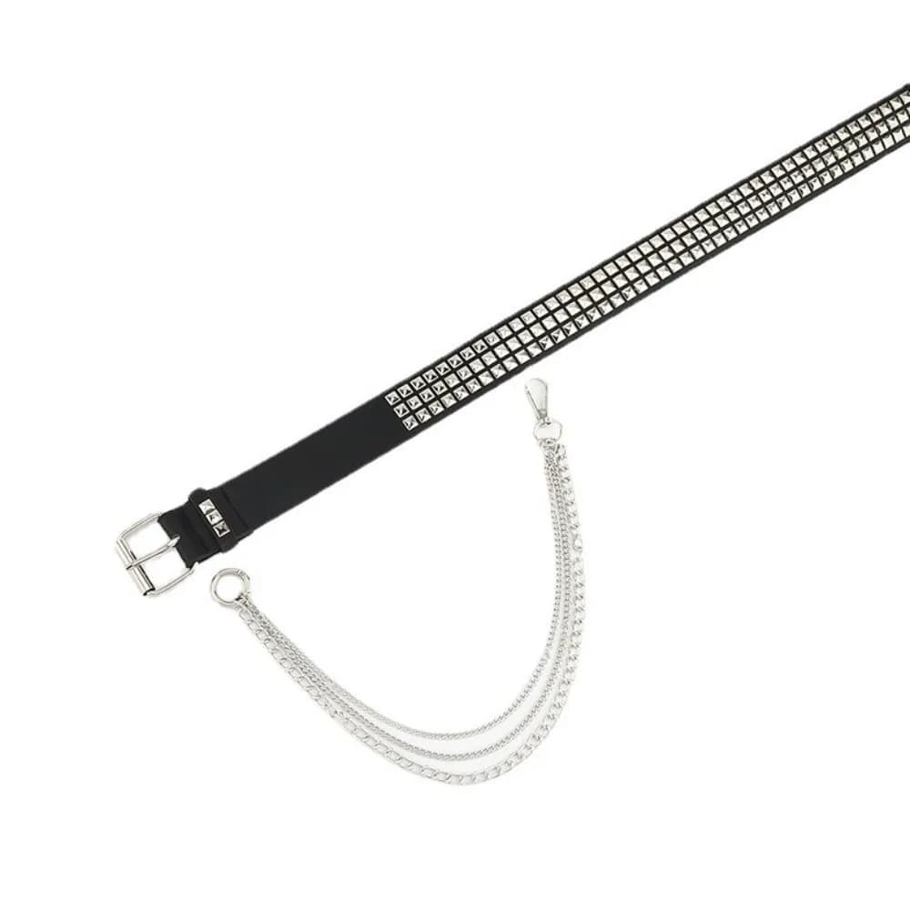 Fashion Leather Women's Belts with Chain Jeans Decorative Hanging Chain Belt Rivet Belt Women