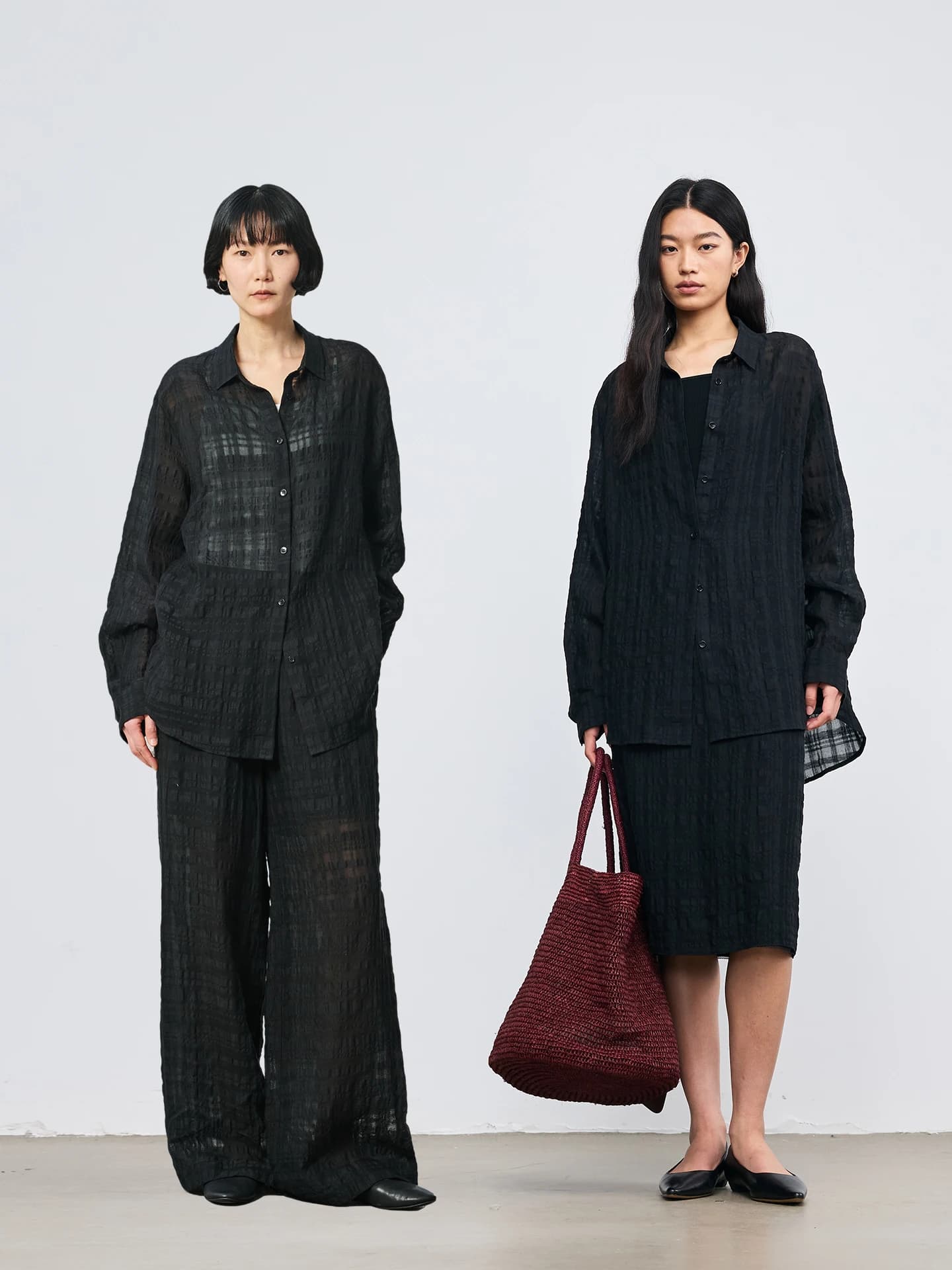 Ayuko Embossed Texture Linen Silk Shirt Pants Halter Skirt Set Women's Fashion Spring Collection Breathable High Waist Zipper