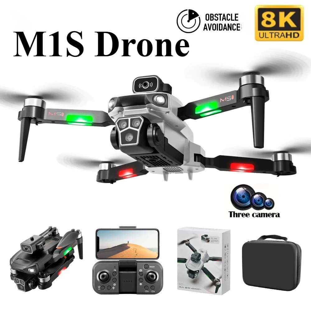 M1S Drone 8K Professional Triple Camera Obstacle Avoidance Aerial Foldable RC Quadcopter Drone Brushless Motor