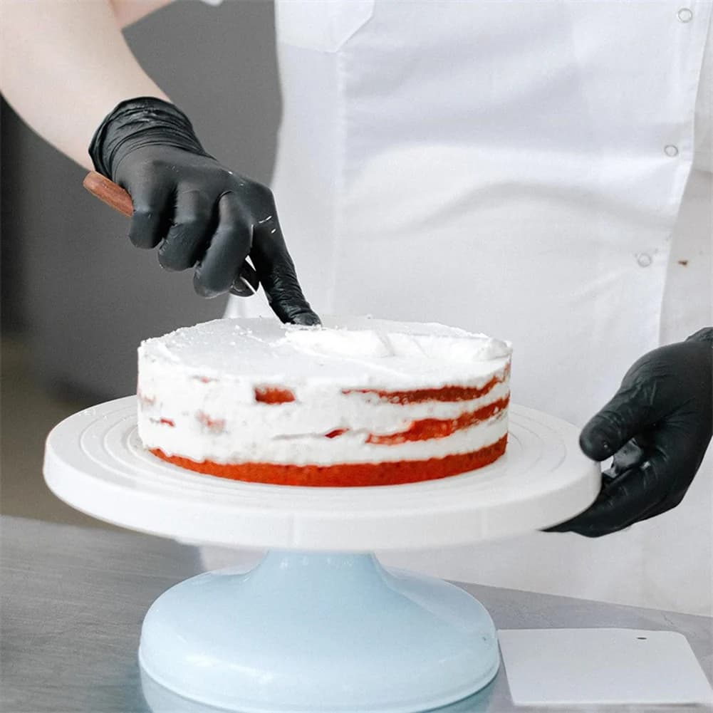 ABKJ-Guanti in nitrile monouso, sicuri per alimenti, senza polvere, senza lattice, 100 pezzi, neri - Ideali per la pulizia, la cucina e le lavori domestici B
