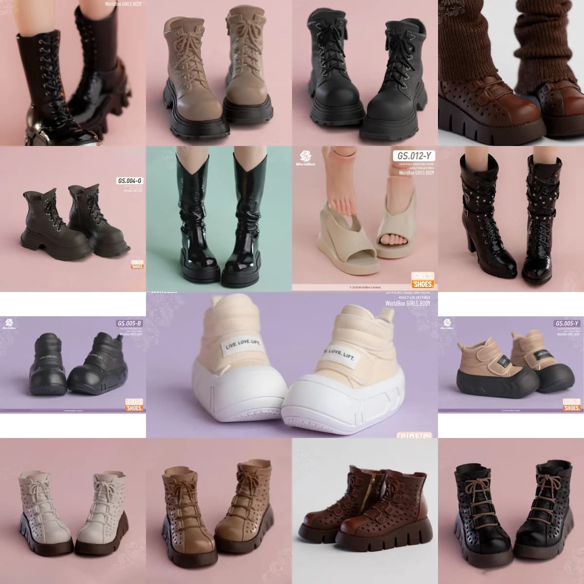 HIPLAY Worldbox Dual‑Wear Bulldozer‑Style Boots GS008B Black Doll Accessory 1/6 Scale Fit Action Figure
