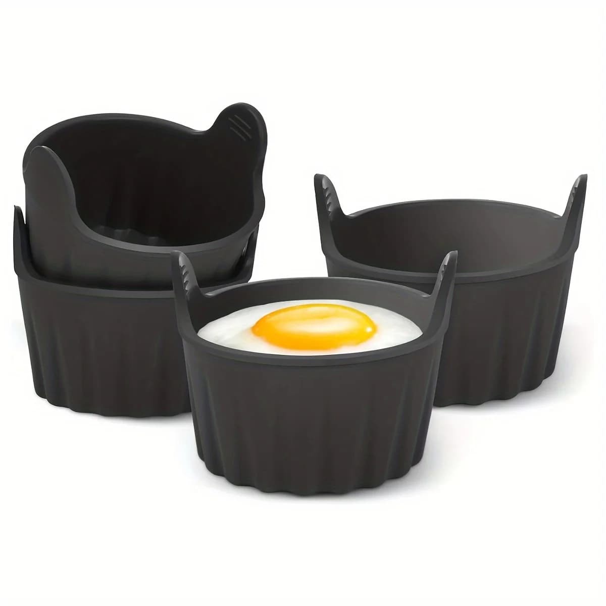 Stampo in Silicone per Uova per Friggitrice ad Aria, 2 Pezzi, Antiaderente e Riutilizzabile, Accessorio da Cucina per Waffle Nero