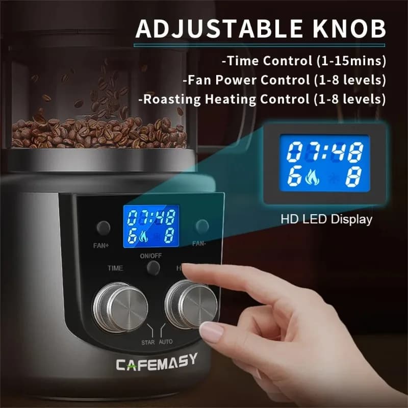 CAFEMASY 80-100g Casa Torrefazione Caffè Elettrico Mini Senza Fumo Chicchi di Caffè Cottura Macchina per Torrefazione 110-240V Torrefazione dei chicchi di caffè