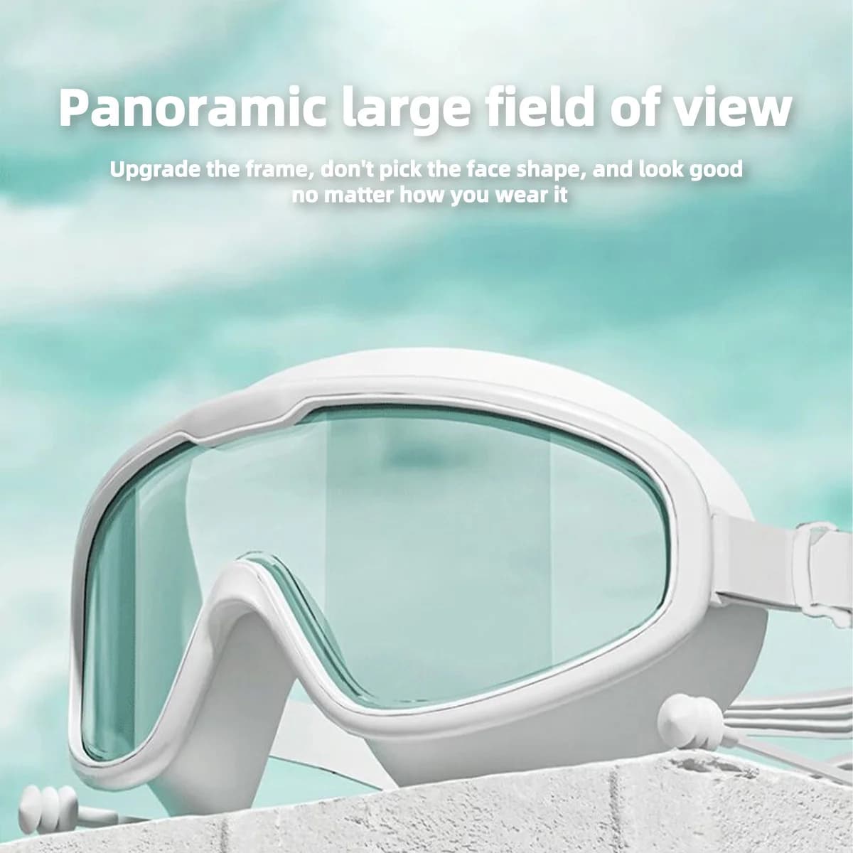 Swim glasses with big frame for men and women Silicone swimming glasses soft anti-ultraviolet wide-angle HD