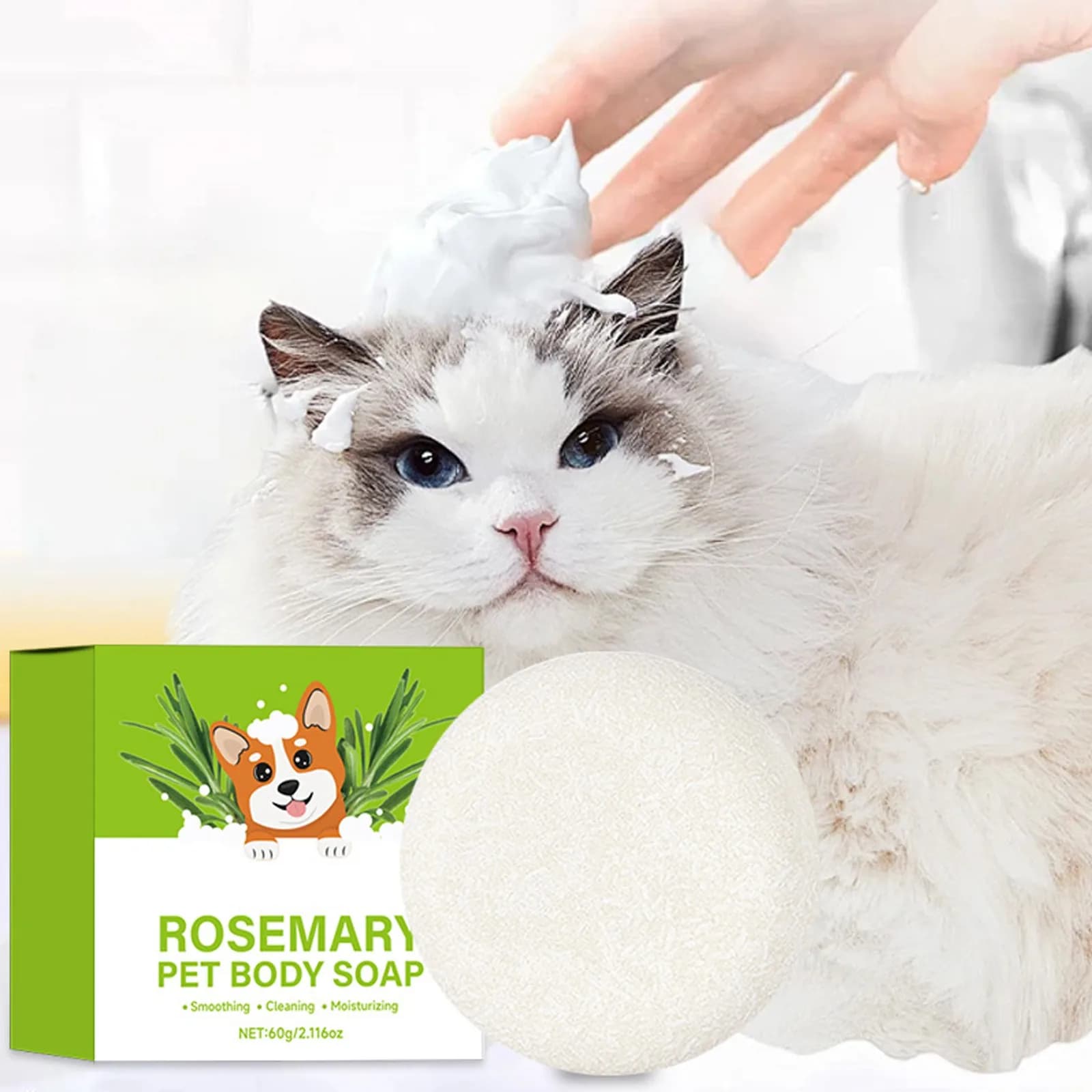 Shampoo per il corpo del gatto del cane sapone per animali domestici ammorbidente per il mento nero rimuovi l'odore ingredienti botanici balsamo prodotti per la pulizia degli animali domestici