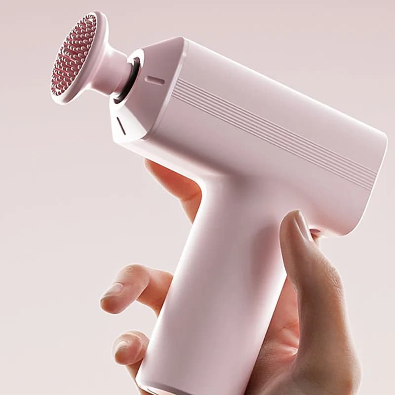 MINI electric massager fascia gun with three levels of force selection and four massage heads to meet body massage needs