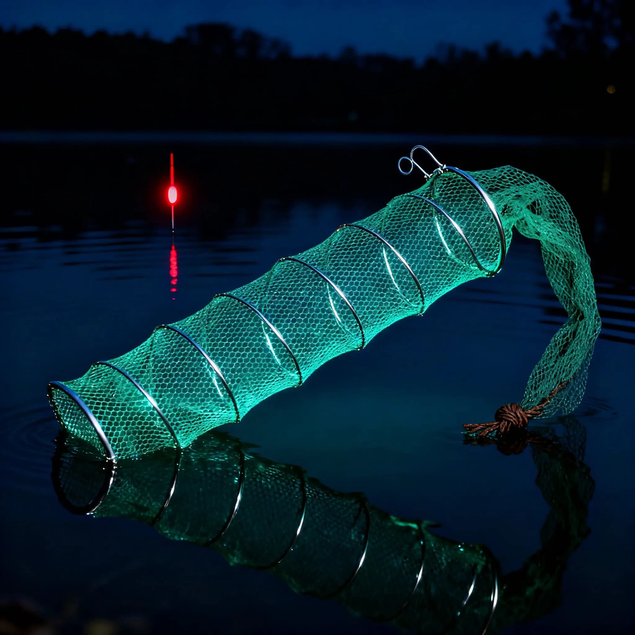 Contenitore Pieghevole per Gamberi, Granchi, Aragoste e Anguille, Rete da Pesca a Molla Richiudibile in Nylon con Corpo in Plastica e Telaio in Acciaio, Verde