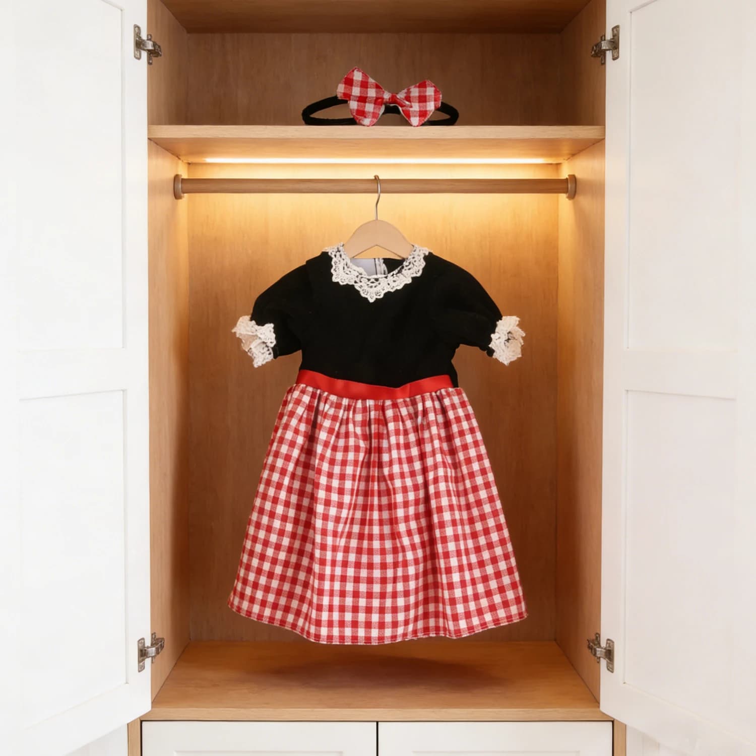 Vestiti per bambole rinate da 55 cm Abito scozzese in pizzo + Vestito con fascia per capelli per accessori per bambole appena nate da 22 pollici Giocattolo per orsi