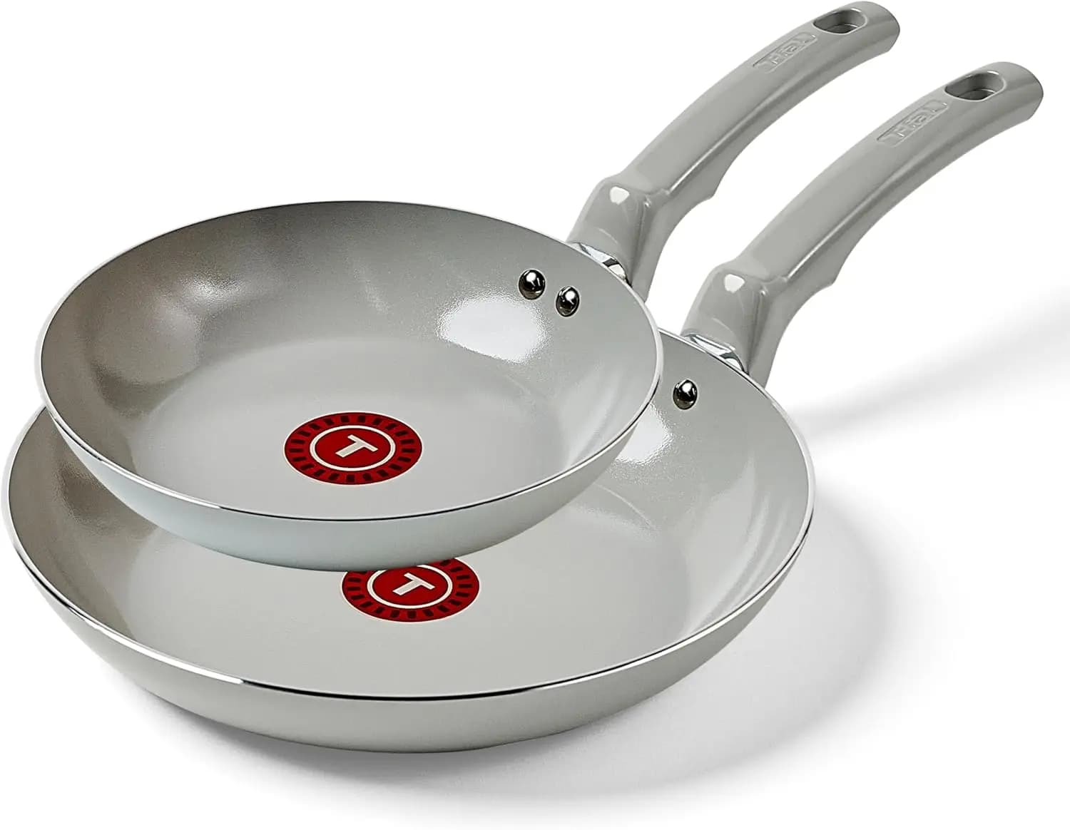 Set di Padelle Antiaderenti in Ceramica, 20 cm e 26,7 cm, Adatte al Forno fino a 350°C ° F, Pentole Ecologiche con Indicatore di Calore