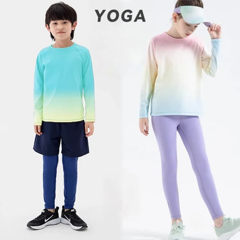 Kids Long Sleeve Yoga Shirts Girls Top Sports Grade Trained Kids Sports Clothing Gym T-shirts Fast Drying T-shirts for Fitness