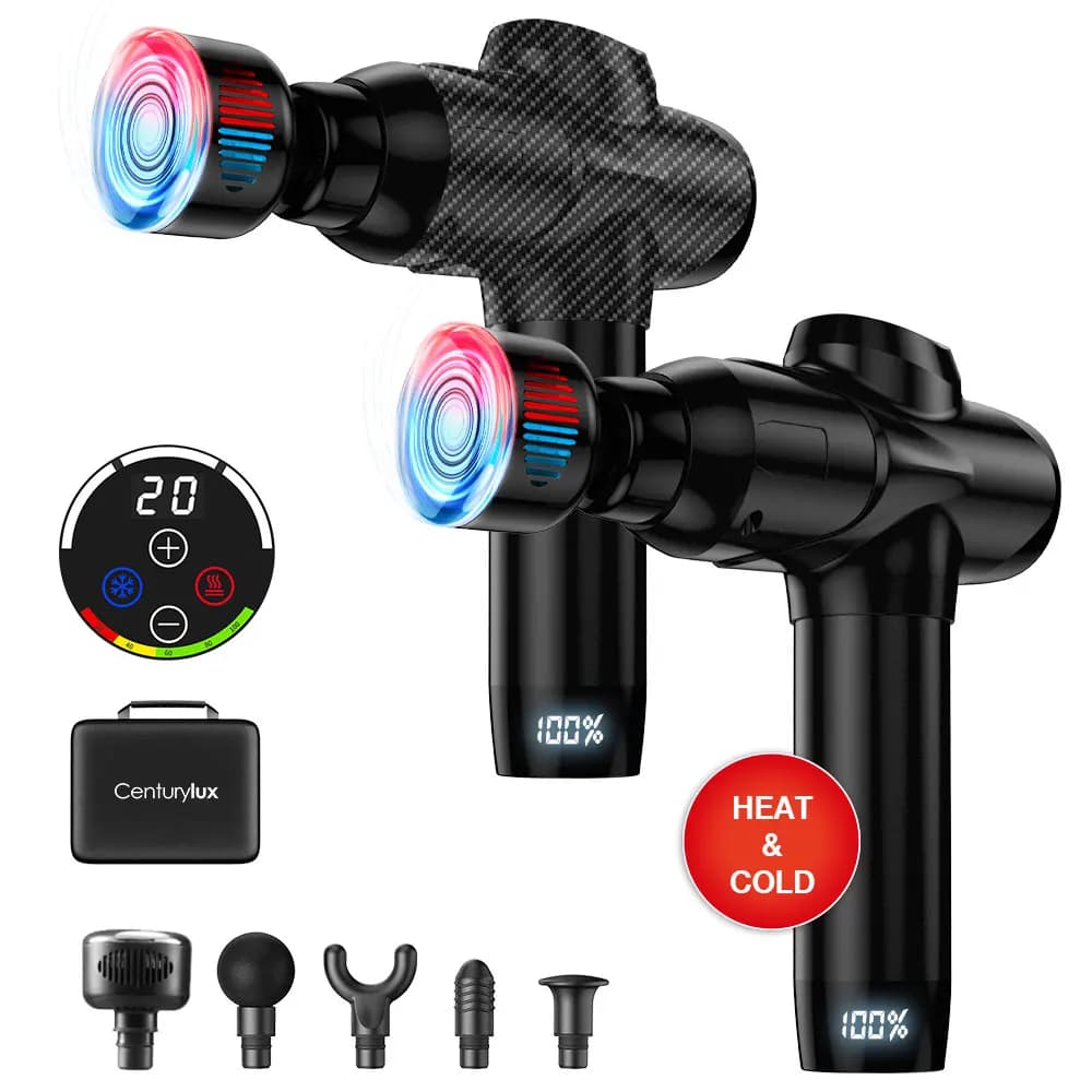 Black 2026 Hammer Percussion Reathlete Fascial Handheld Vibrator Head Deep Tissue Muscle Back Electric Massage Gun Hot and Cold