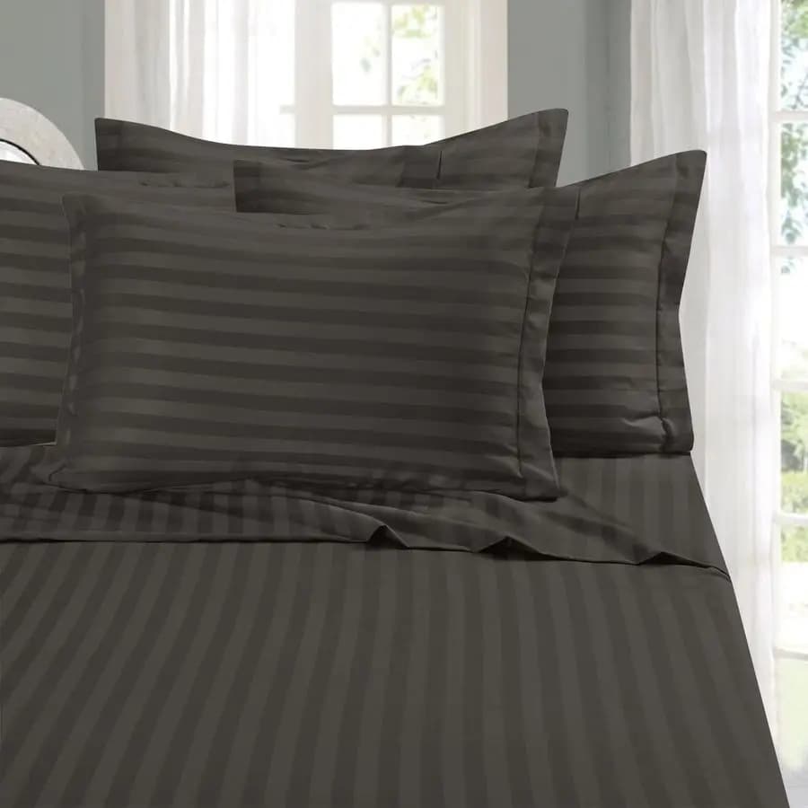 Set of 6-piece sheets Best, Softest Coziest 1500 Premier Hotel Quality Luxury fold-resistant 6-piece damask striped sheets S