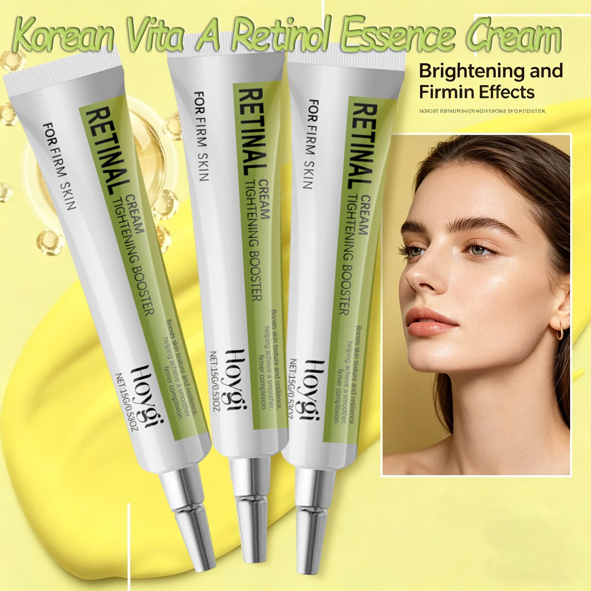Crema Essenza Coreana al Retinolo Vita A, Booster Rassodante, Affinante della Texture della Pelle, Resilienza, K-Beauty, Pre-Makeup, Pelle Luminosa