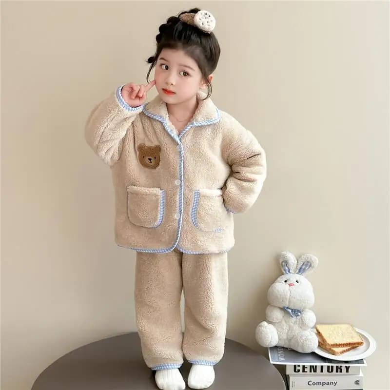 Pigiama in pile corallo per ragazze autunno inverno Set Calore Homewear Pigiama Comodo da 7 a 12 anni Abbigliamento per bambini Nuovo alla moda