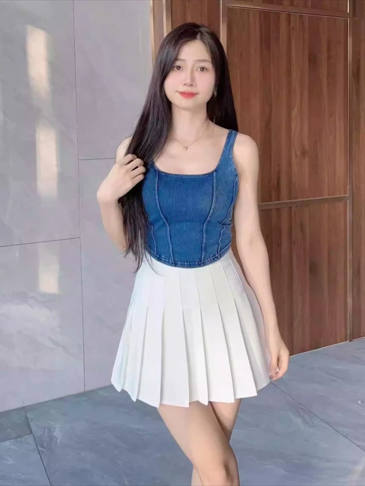 New Top Sporty Denim for Women, Elastic U Corset Modeling, Crop Top for Fitness from Wearing Above, Women's Clothing Coquette