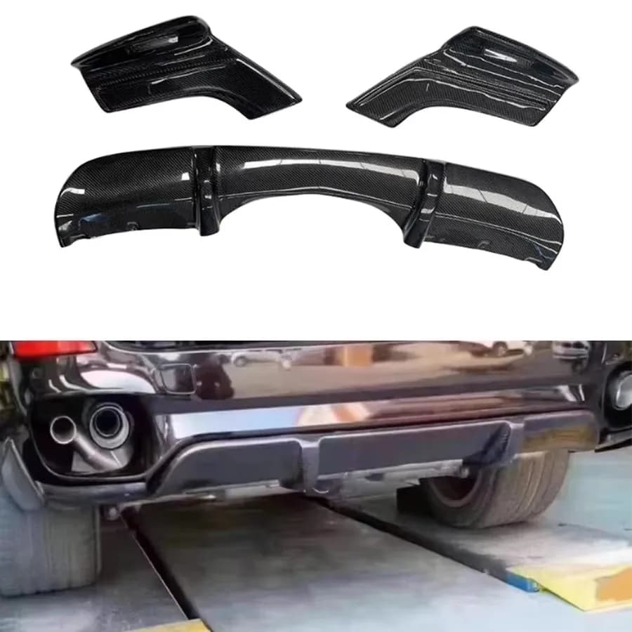 For BMW X5 F15 2014-2018 Carbon Fiber Back lip Car Rear Bumper Diffuser Rear Splitters Spoiler with lamp Back lip Body Kit