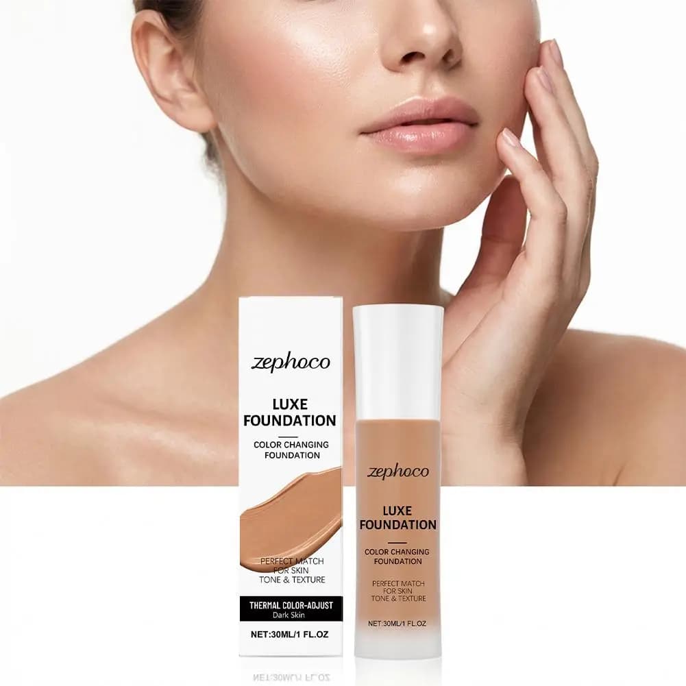 Zephoco Color Changing Foundation Moisturizing Long Lasting Oil Control Nourishing Skincare Lightweight Concealer Base Makeup