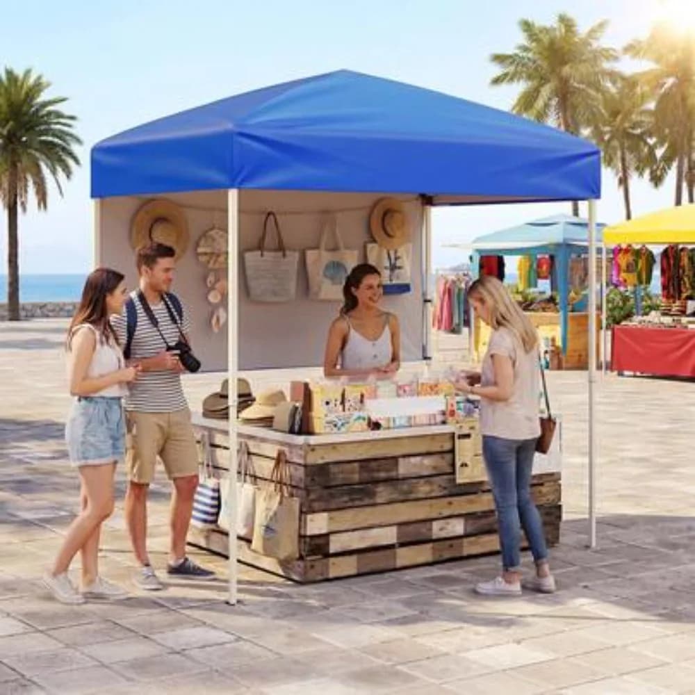 6 X 4 FT Pop Up Canopy Tent UPF 50+ Sun Shade with Removable Half Sidewall Instant Setup for Outdoor Parties Camping Picnic Tailgating Backyard Events Portable