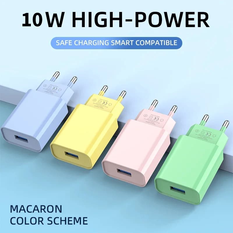 Caricatore adattatore da muro per telefono cellulare con corrente 2A USB ad alta potenza da 10 W per iPhone 15 16 Pro Max Xiaomi 15 Samsung Galaxy