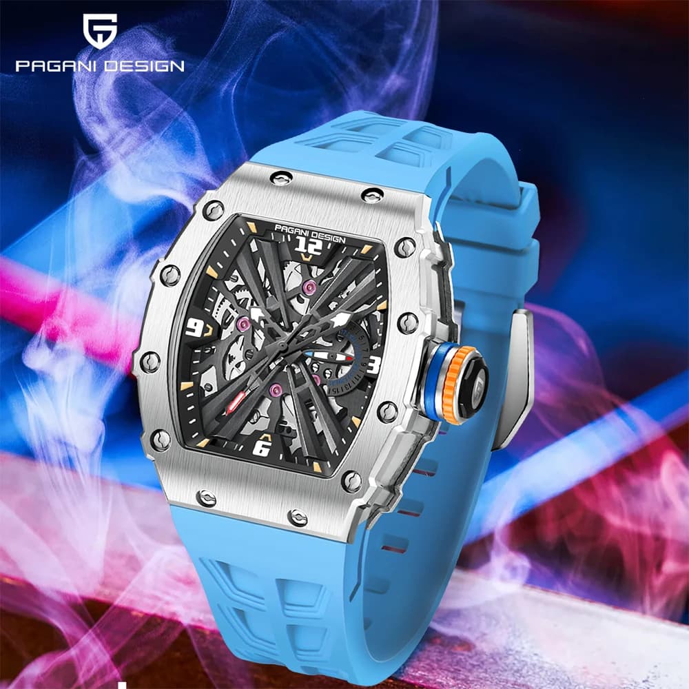 PAGANI DESIGN top brand VH65 movimento al quarzo a forma di botte orologio di lusso in gomma cava orologio impermeabile da uomo reloj hombre