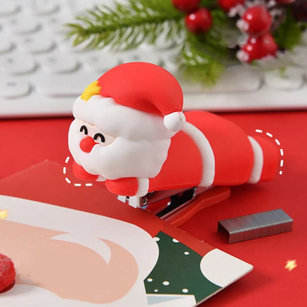 Cucitrice a Forma di Babbo Natale, Carina e Divertente, Mini Cucitrice da Scrivania Portatile per Scuola, Casa e Ufficio