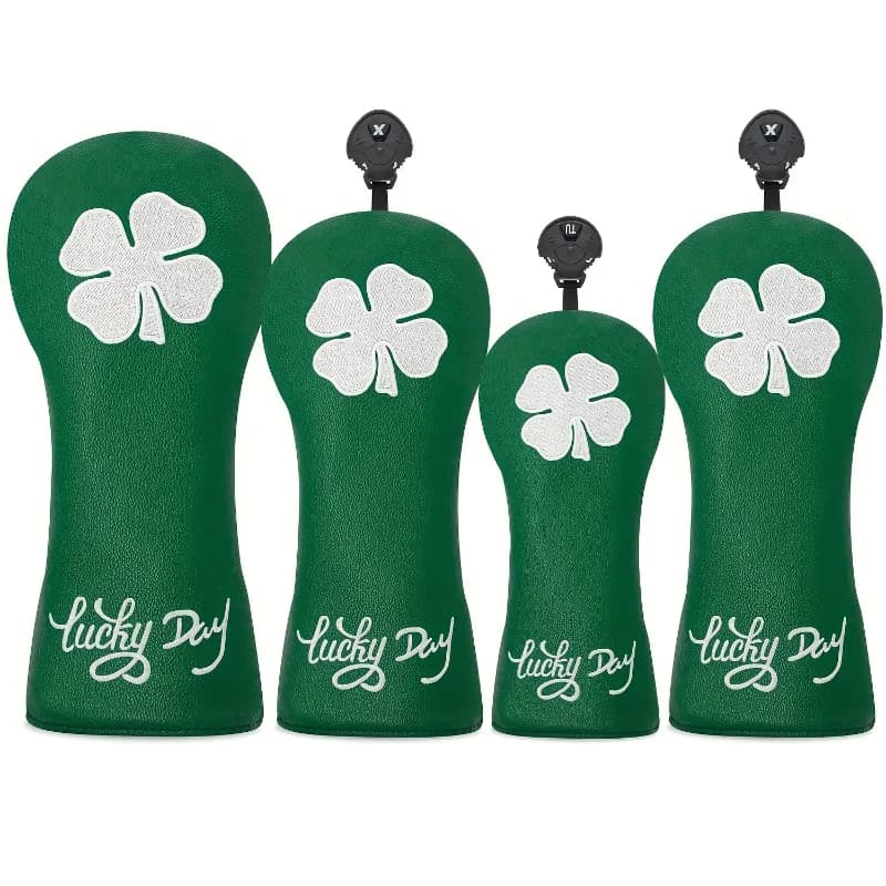 Copricapo da golf Clover - Antipolvere e resistente, design a trifoglio bianco, copricapo protettivo per il golf, offre la massima protezione
