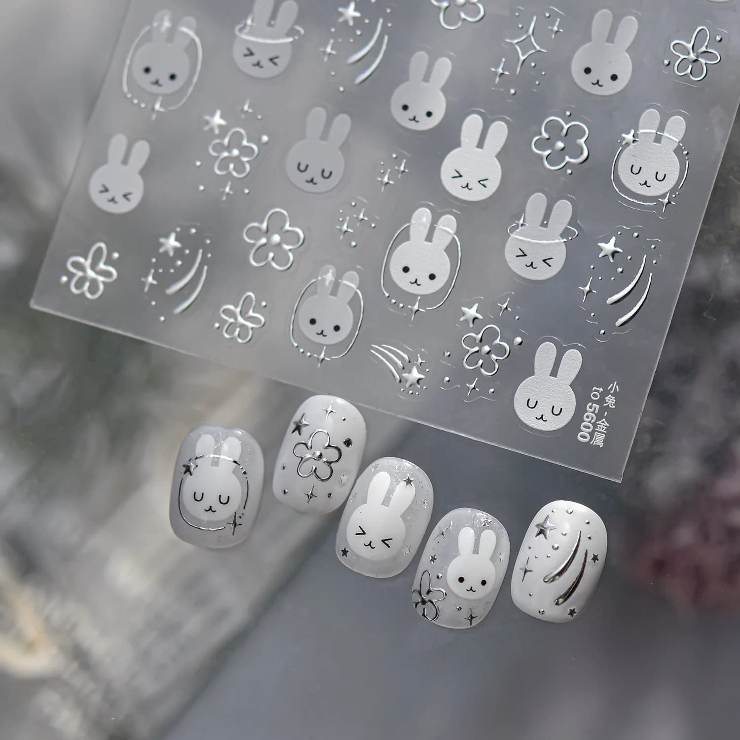 1pc Gold-stamped Nail Stickers Cute Simple Bunny Sticker For Nail Art Accessories Decorative Materials Back Adhesive Nail Decals