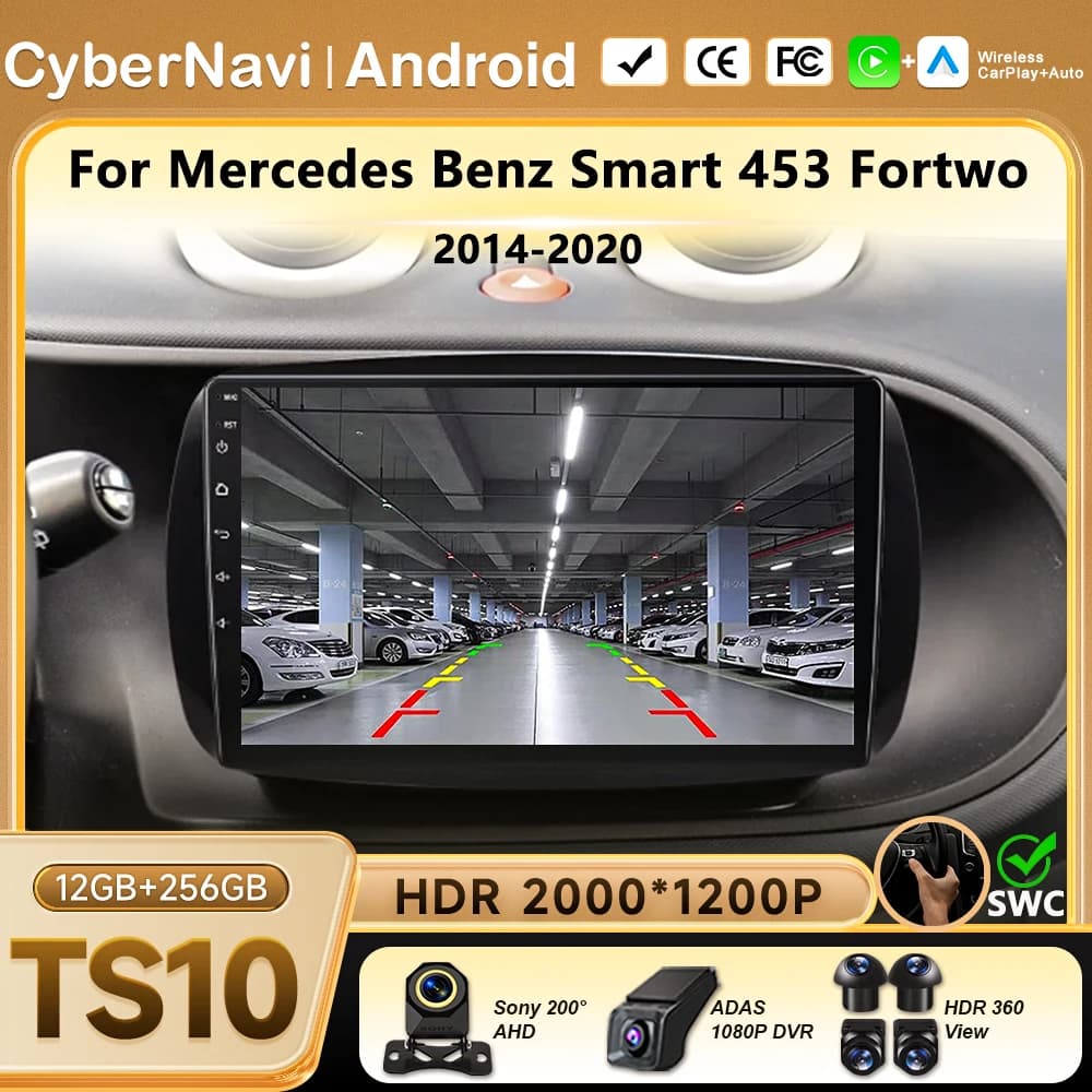 Autoradio per Mercedes Benz Smart 453 Fortwo 2014-2020 Wireless CarPlay Android Auto GPS Multimedia 2 din Sistemi Stereo BT DSP