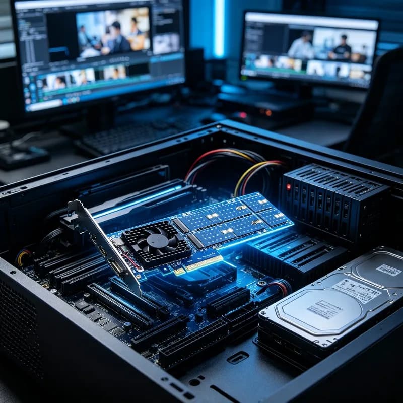 For Workstation NAS PLX88024 PCIe4.0 X8 NVMe M.2 Expansion Card, No PCIe Bifurcation, Video Editing Storage Upgrade
