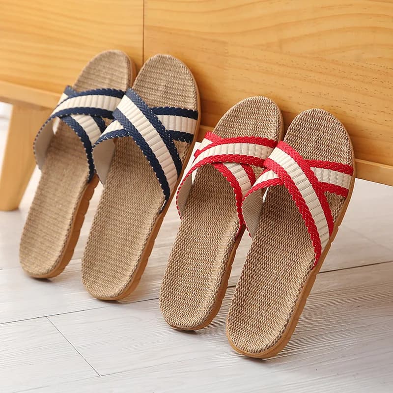 Ciabatte da donna in canapa per casa, primavera estate, eleganti, da interno, antiscivolo, leggere, morbide, per coppia