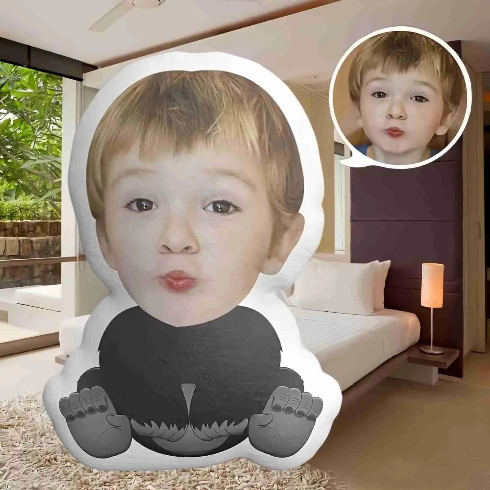 Cuscino in peluche con foto a forma di gorilla, adatto per compleanno, anniversario, Natale, Ringraziamento, regalo unico per coppie