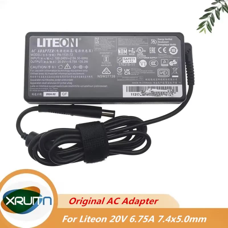 Adattatore CA originale LITEON 20V 6.75A 135W PA-1131-72 Caricatore PA-1131-76 PA-1131-76E Alimentatore per laptop originale