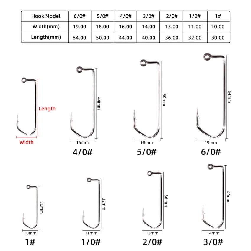 10pcs/box Fishhooks 90° Aberdeen Crank Fishing Hooks 1-6/0# High Carbon Steel Black Nickle Pesca Jigs Hook Fishing Tackle Box