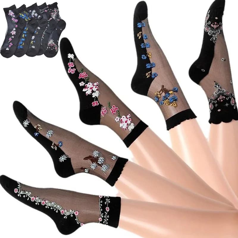 5 Pairs Women's Spring Summer Mid Tube Socks Wholesale High Quality Breathable Anti Slip Anti Hook Thin Lightweight Comfortable