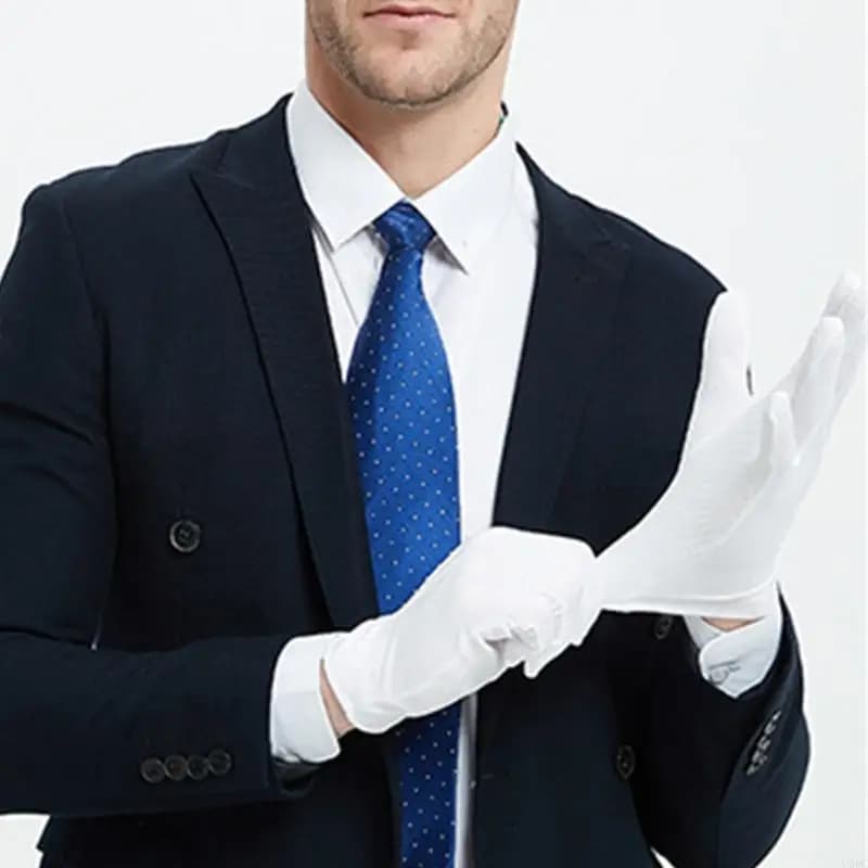 5 Pairs Breathable White Gloves Driving and Working Ceremony Hand Gloves Y166