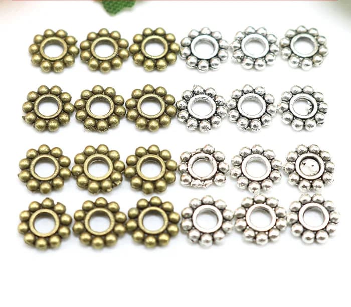 Parti per la ricerca e componenti di gioielli Piccolo distanziatore 6 mm placcato argento fiocchi di neve Bracciale in bronzo accessori per catena maglione # JZ528