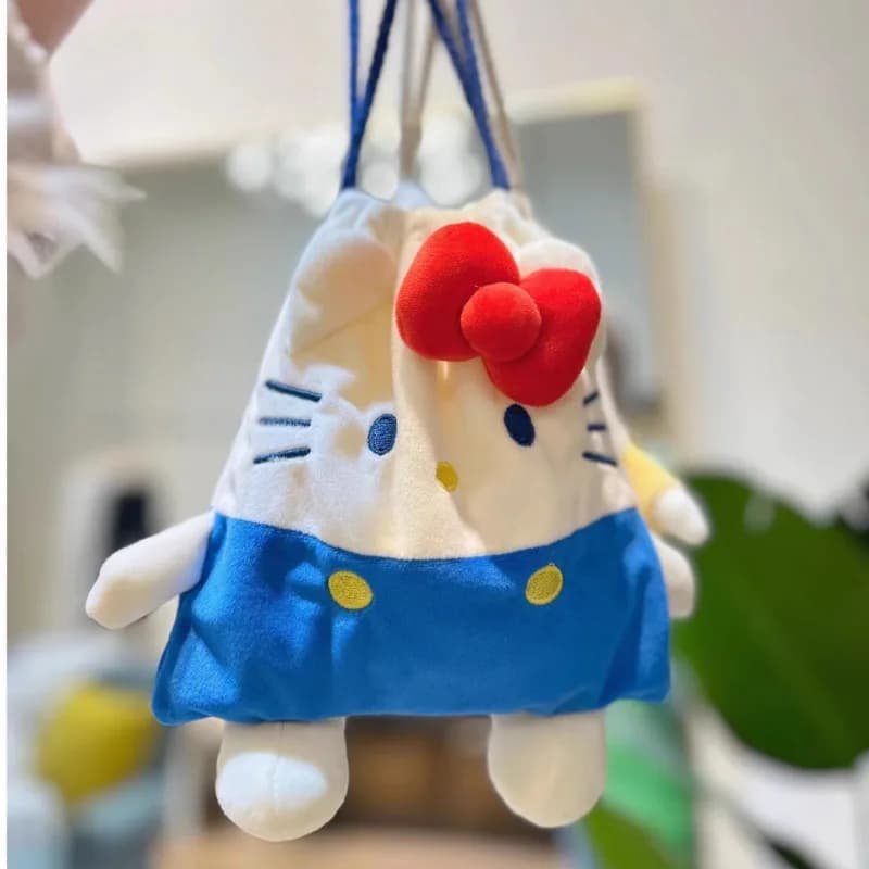 Borsa Portamonete in Peluche con Coulisse a Cuore, Cartone Animato Hello Kitty My Melody Pochacco, Carina e Femminile, Piccola Borsa Portatile per Trucchi