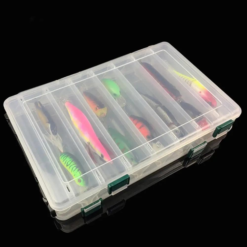 Storage box for fishing gear 14 grids Portable double-sided fishing gear box Multifunctional for fishing hook