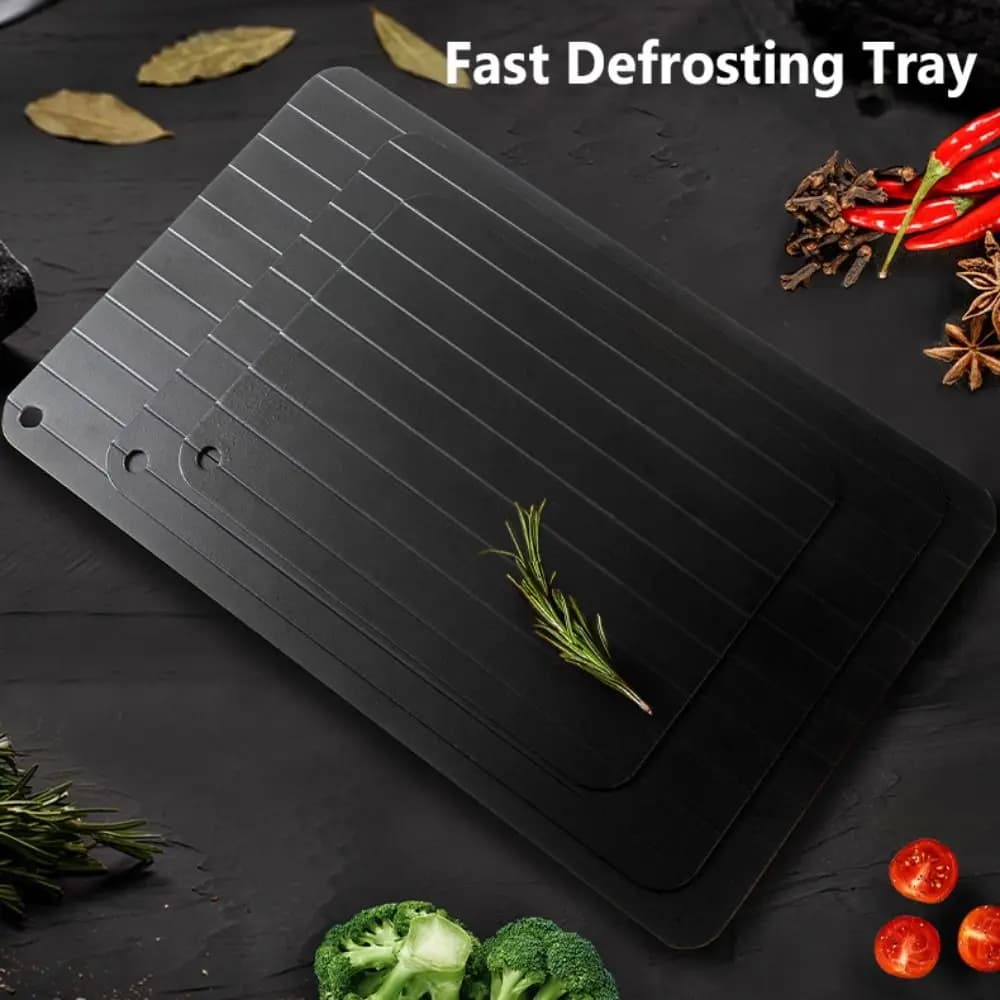 Vassoio per sbrinamento rapido in lega di alluminio con design a scanalatura Piastra per scongelamento di grandi dimensioni Gadget da cucina Scongelamento efficiente