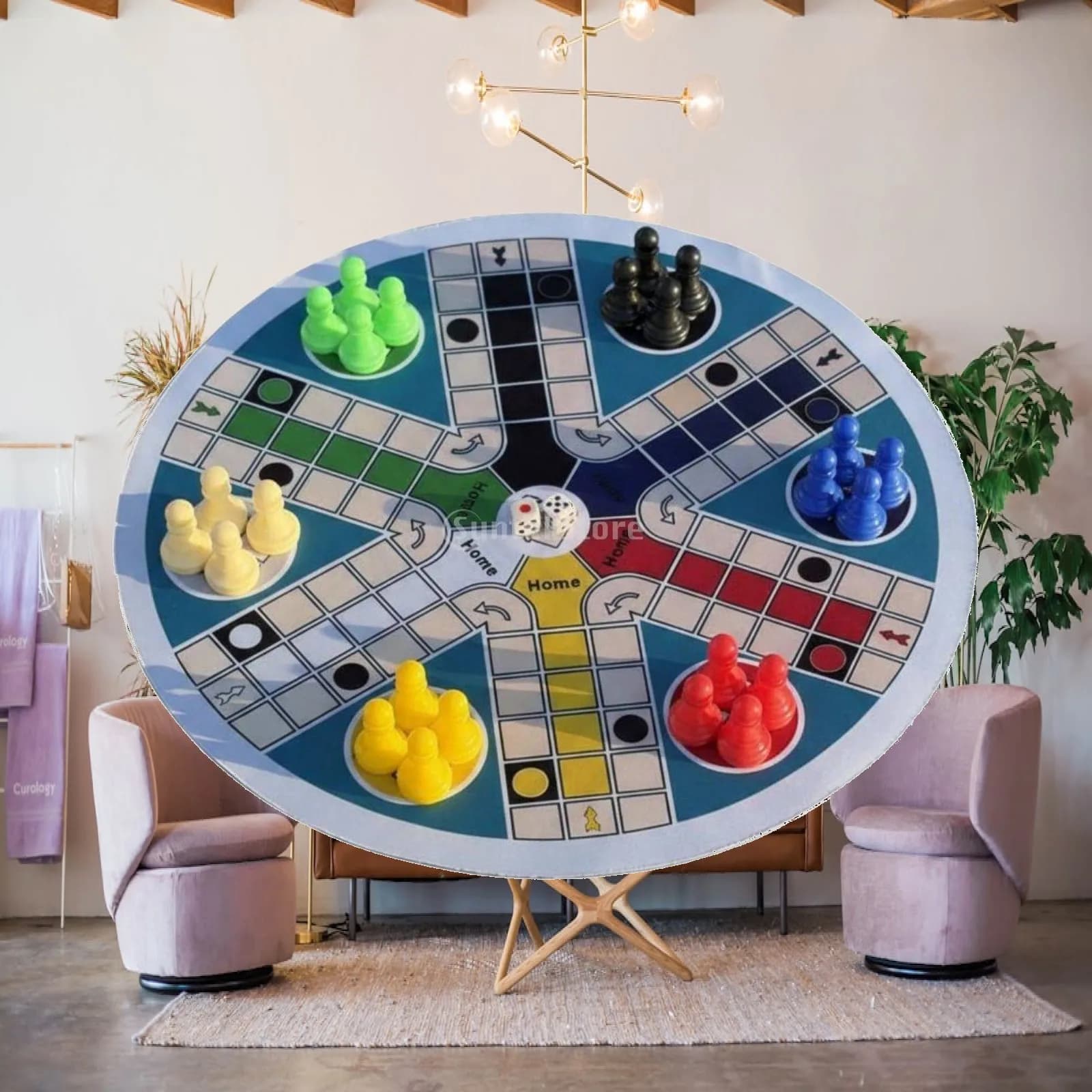 Large Size Circular Chess Game Set Portable Tabletop Board Fun for Educational Table Games and Travel
