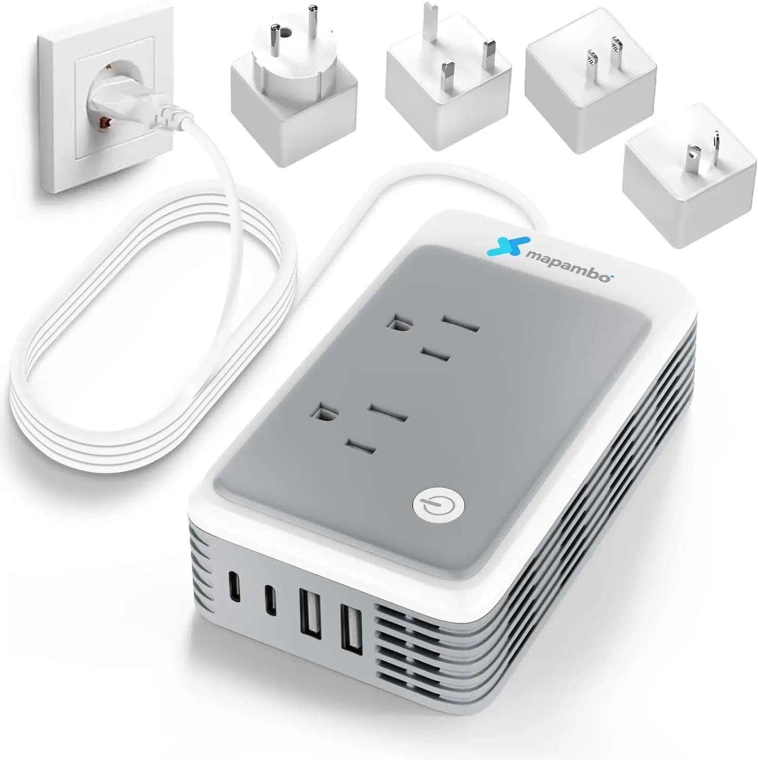 Convertitore di Tensione da 220V a 110V per Viaggi dagli Stati Uniti all'Europa, Adattatore per Ferro Arricciacapelli e Piastra con Porte USB