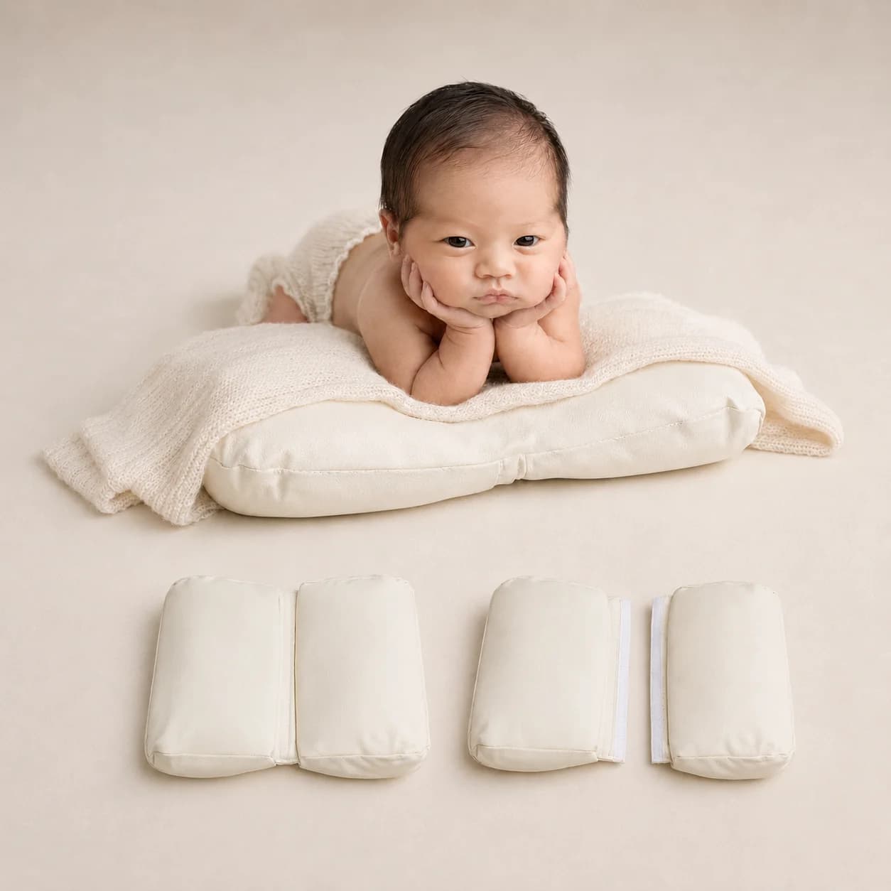 Detachable Newborn Photography Posing Pillow, Soft Filled Faux Leather Baby Support Cushion for Studio Photoshoot Props