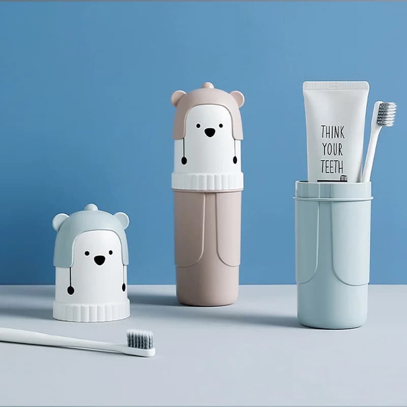 Custodia per tazza per spazzolino da viaggio per bambini carina, portaspazzolino portatile con custodia per dentifricio con coperchio per cartoni animati per bagno per bambini