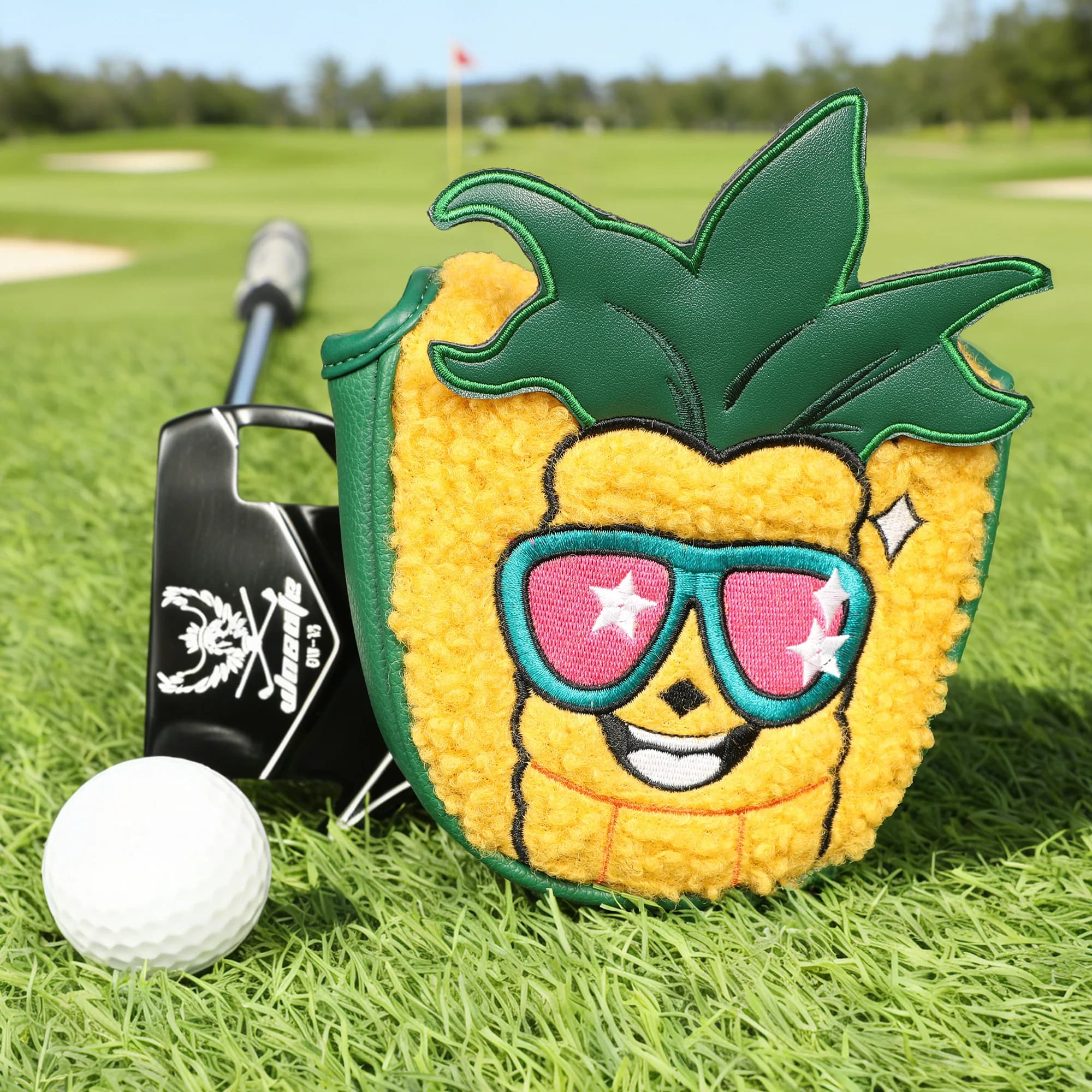 Copricapo per putter da golf, 1 pezzo, in resistente pelle PU, chiusura magnetica, colore verde, adatto per mallet o blade