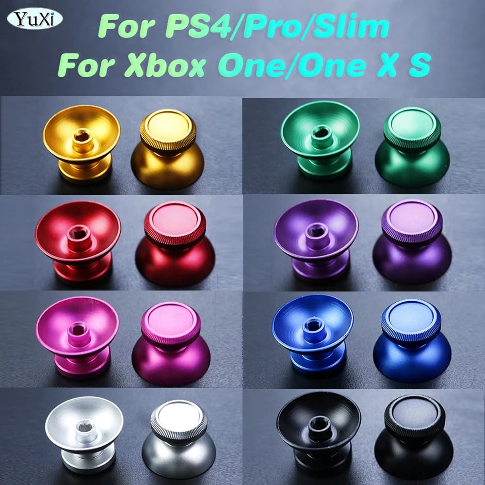 2 pezzi per Xbox One X S cappucci con impugnatura in metallo 3D Analog Thumbstick Joystick in alluminio pulsanti di copertura universali per Controller PS4 Pro Slim