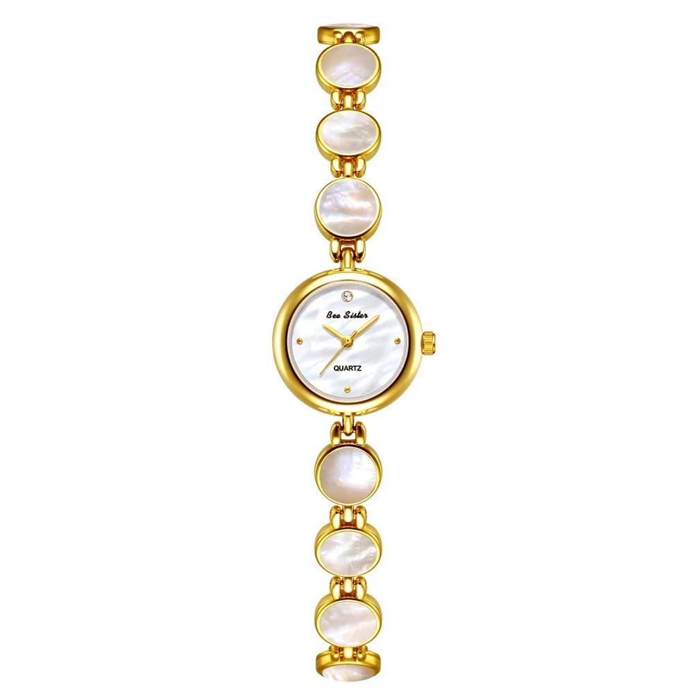 Women's Luxury Watches Wrist Watch With Natural Shell Strap With Small Gold Dial Women's Gifts Quartz Watch With Fashionable Women's Dress