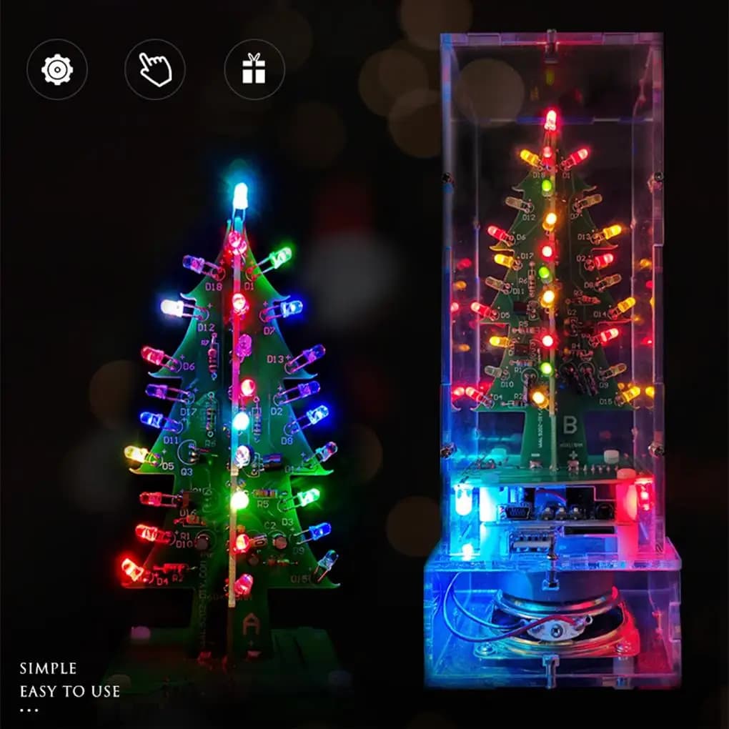Rotante colorato 3D musica albero di natale LED lampada ad acqua luce Kit fai da te elettronico Decor regalo di natale + parti di luce Flash a LED