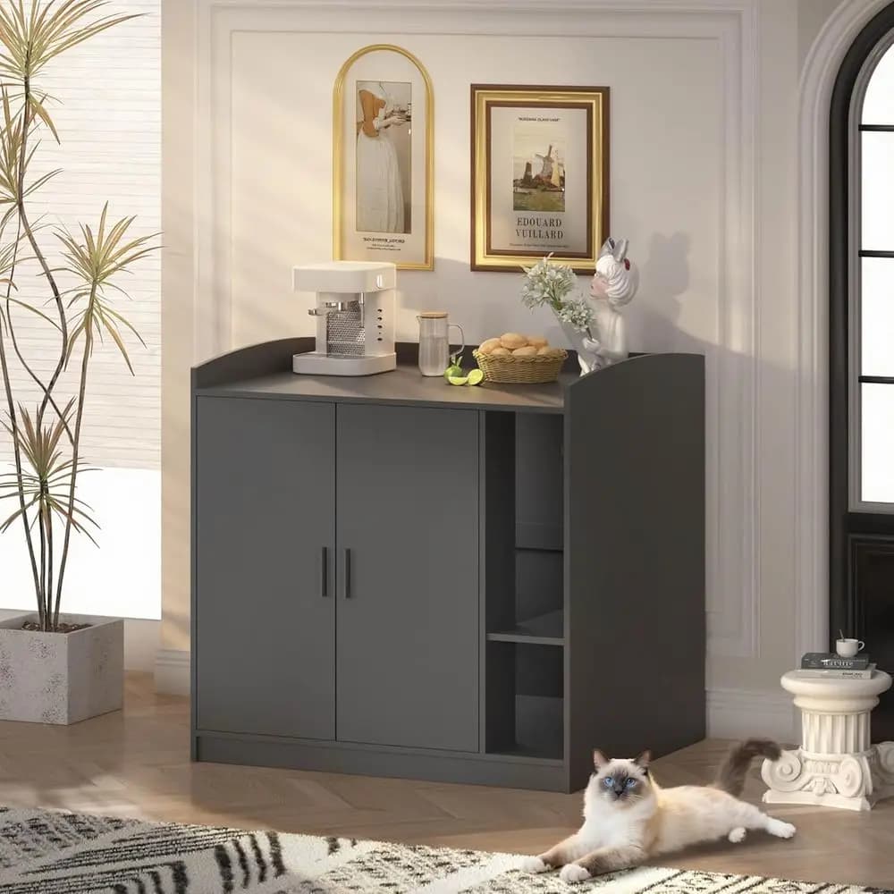 Box per Lettiera Spazioso con Ripiano Regolabile - Ideale per Lettiera Autopulente e Lettiera Jumbo (Nero)
