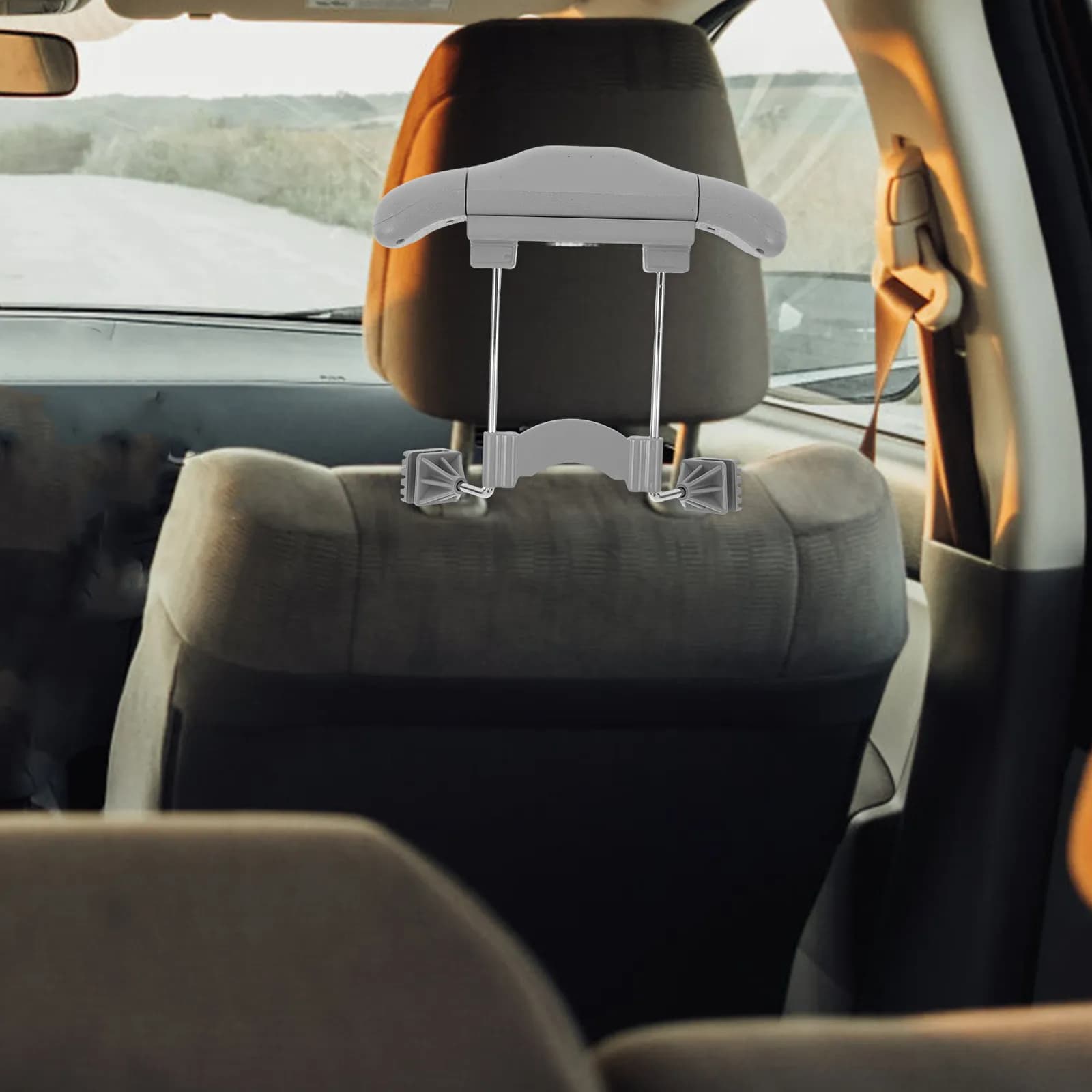Car Seat Coat Hanger Adjustable Retractable Grey Vehicle Headrest Clothes Rack Backseat Organizer Universal Fit for Car Travel