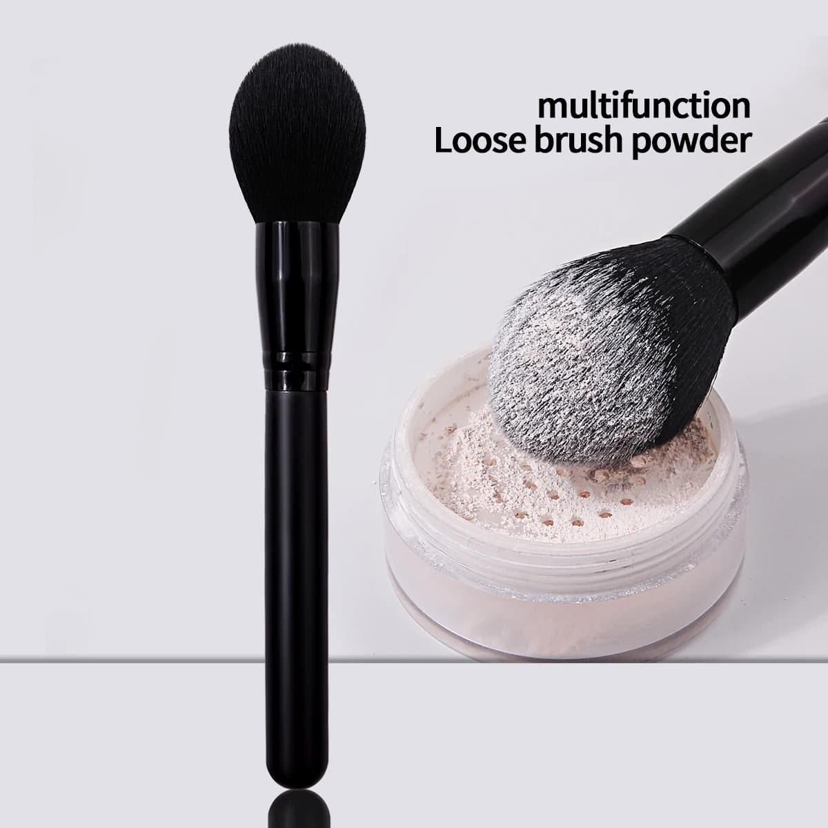 1PC Pennello per trucco nero Pennelli per cipria sciolti morbidi e soffici Pennello per fondotinta multifunzionale Evidenziatore Pennello per fard Strumento di bellezza